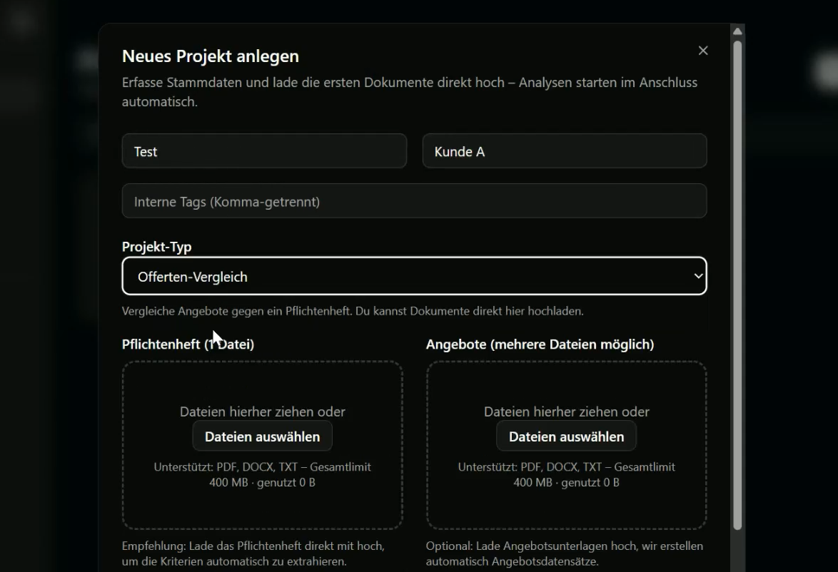 Automatische Ableitung von Kriterien aus einem Pflichtenheft